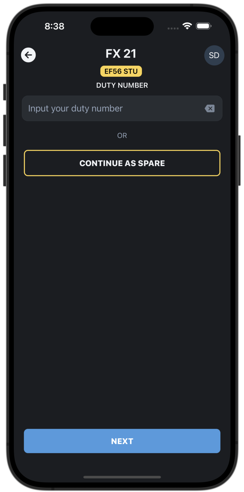 Duty number input